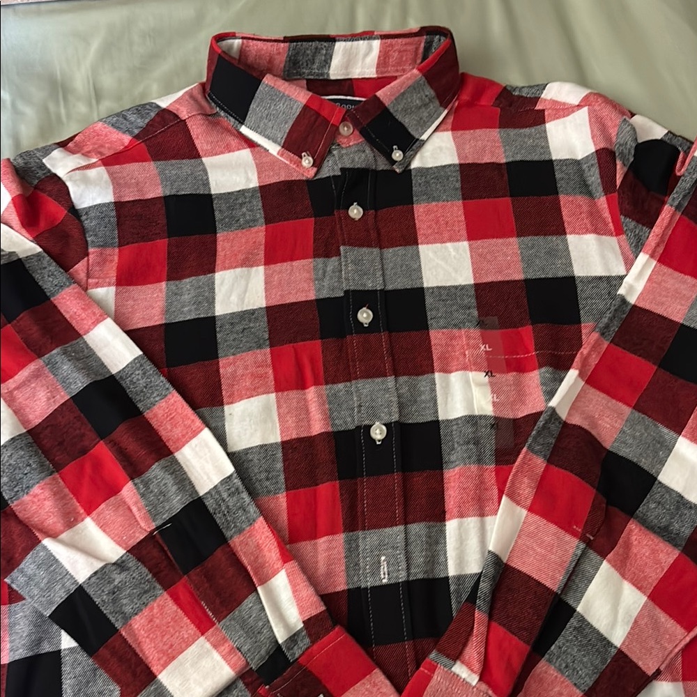 Club Room Red, Black, and White Plaid Shirt